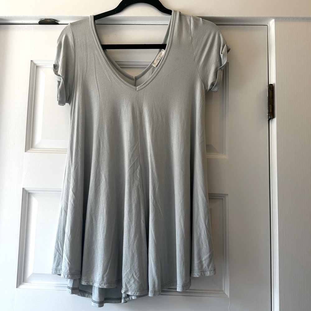 Soft Mint Blue V neck tee